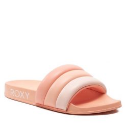 Klapki Roxy. Brązowe klapki Roxy, bez wzorów, bez obcasa. Za 89.99 zł.
