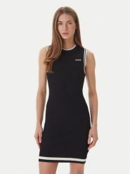 Guess Sukienka dzianinowa V6GK04 Z0648 Czarny Regular Fit. Czarne sukienki Guess, xs, z aplikacjami, z dzianiny, bez kołnierzyka, bez ramiączek. Za 469.99 zł.