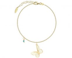 Bransoletka srebrna ze szligowanym szkłem - motyl. Szare bransoletki Apart, pozłacane. Za 189.00 zł.