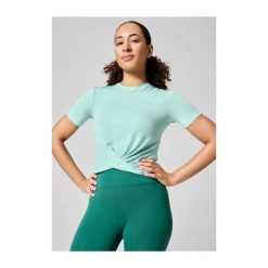 Koszulka Casall Delight Short Wrap Tee 40 - Niebieski. Zielone bluzki Casall, bez wzorów, sportowe, bez kołnierzyka, bez ramiączek. W wyprzedaży za 237.99 zł.