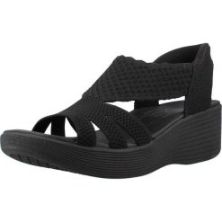 Sandały SKECHERS 120012S Czarny. Czarne sandały Skechers, bez wzorów, z materiału, bez obcasa, bez zapięcia. Za 233.99 zł.