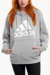 Bluza damska adidas Essentials Big Logo Oversized French Terry Hoodie. Szare bluzy Adidas, l, bez wzorów, z bawełny, z kapturem. Za 215.99 zł.