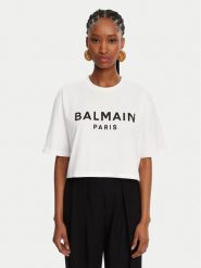 Balmain T-Shirt BF1EE020BB02 Biały Relaxed Fit. Białe t-shirty Balmain, m, bez wzorów, z bawełny, bez kołnierzyka, bez ramiączek. Za 1,259.00 zł.