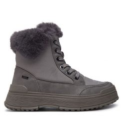 Botki Caprice. Szare botki Caprice, bez wzorów, bez obcasa, na płaskiej podeszwie, bez zapięcia. Za 499.99 zł.