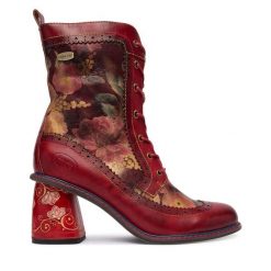Botki Laura Vita. Czerwone botki Laura Vita, bez wzorów, bez obcasa, na słupku, bez zapięcia. Za 509.99 zł.