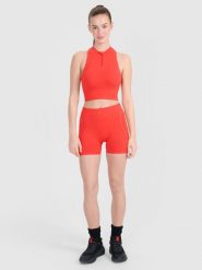 4F Legginsy krótkie bezszwowe treningowe damskie - czerwone M/L. Czerwone legginsy 4f, l, bez wzorów, z dzianiny, z podwyższonym stanem, na fitness i siłownię. W wyprzedaży za 39.99 zł.