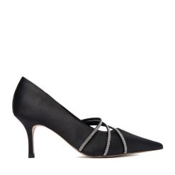 Szpilki JENNY. Czarne szpilki Jenny, bez wzorów, bez obcasa, na szpilce, bez zapięcia. Za 139.99 zł.