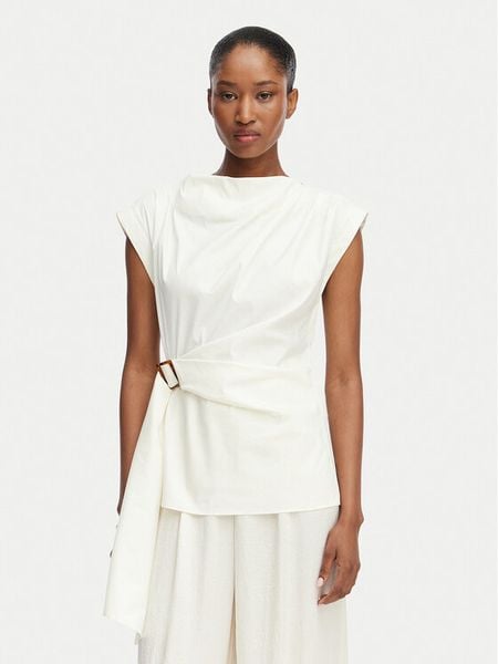 Marella Bluzka Supremo 2613161072 Biały Regular Fit. Białe bluzki Marella, bez wzorów, z bawełny, bez kołnierzyka, bez ramiączek. Za 429.99 zł.