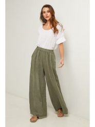 Fleur de Lin Lniane spodnie "Ibiscus" w kolorze khaki rozmiar: M. Brązowe spodnie materiałowe Fleur de Lin, m, bez wzorów, ze lnu. Za 189.95 zł.