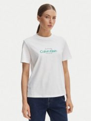 Calvin Klein Jeans T-Shirt NYC Logo LV047F810G Biały Classic Fit. Białe t-shirty Calvin Klein Jeans, s, bez wzorów, z bawełny, bez kołnierzyka, bez ramiączek. Za 169.99 zł.