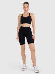 4F Legginsy kolarki treningowe bezszwowe damskie - czarne M/L. Czarne legginsy 4f, l, bez wzorów, z dzianiny, z podwyższonym stanem, krótkie. Za 119.99 zł.