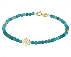 Bransoletka z diamentem, kwarcytami i elementami żółtego złota - kwiat - 18 cm - próba 375. Żółte bransoletki Apart, z diamentem, złote. Za 999.00 zł.
