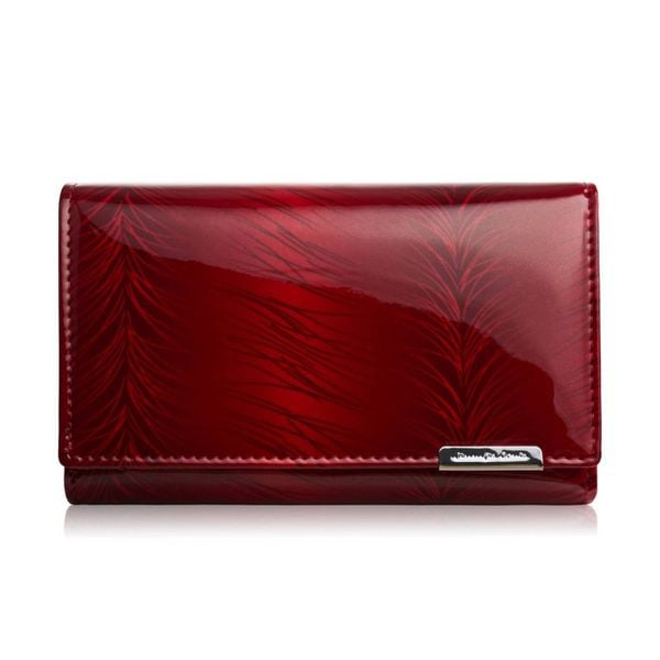 Czerwony skórzany portfel damski lakierowany SP-17-RD. Czerwone portfele PAOLO PERUZZI, bez wzorów, z lakierowanej skóry. Za 99.00 zł.