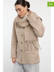 Trendyol 2-częściowy zestaw w kolorze beżowym rozmiar: M. Brązowe swetry Trendyol, m, bez wzorów, bez ramiączek. Za 121.99 zł.