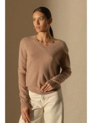 Perfect Cashmere Kaszmirowy sweter "Kalie" w kolorze beżowym rozmiar: M. Brązowe swetry Perfect Cashmere, m, bez wzorów, z kaszmiru, bez ramiączek. Za 462.45 zł.