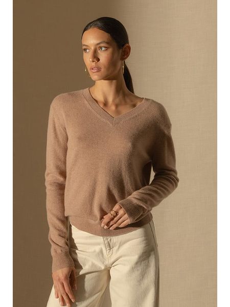 Perfect Cashmere Kaszmirowy sweter "Kalie" w kolorze beżowym rozmiar: M. Brązowe swetry Perfect Cashmere, m, bez wzorów, z kaszmiru, bez ramiączek. Za 462.45 zł.