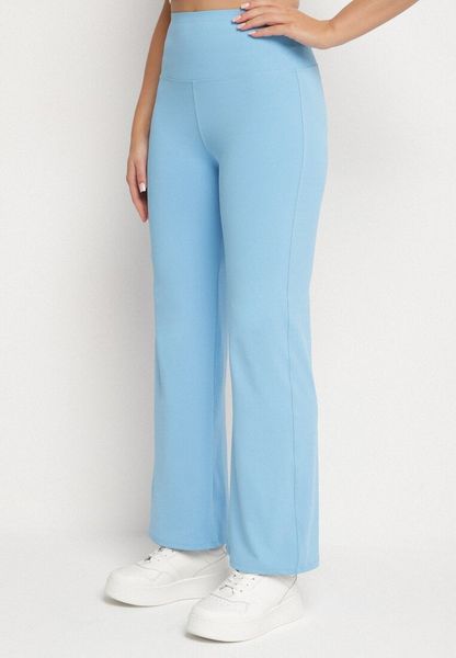 Niebieskie Legginsy Dzwony z Wysokim Stanem i Szeroką Gumką w Talii Idoreia. Niebieskie legginsy Born2be, m, bez wzorów, z jeansu, z podwyższonym stanem. Za 59.99 zł.