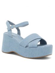 Jenny Fairy Sandały MOBBY KL E2206-101 Niebieski. Niebieskie sandały Jenny Fairy, bez wzorów, z materiału, bez obcasa, na koturnie, bez zapięcia. Za 139.99 zł.