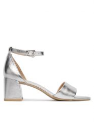 Caprice Sandały 9-28303-46 Srebrny. Szare sandały Caprice, bez wzorów, ze skóry, bez obcasa, na słupku, bez zapięcia. Za 255.99 zł.