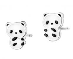 Kolczyki srebrne z emalią - misie panda. Szare kolczyki Apart, srebrne. Za 129.00 zł.