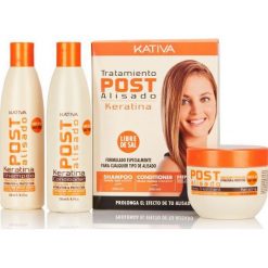 Kativa Zestaw POST z karatyną, Szampon 250ml + odżywka 250ml + maska 250 dla włosów po zabiegu trwałego wygładzania. Odżywki do włosów Kativa. Za 59.99 zł.