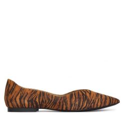 Baleriny Caprice. Brązowe baleriny Caprice, bez wzorów, bez obcasa. Za 246.99 zł.