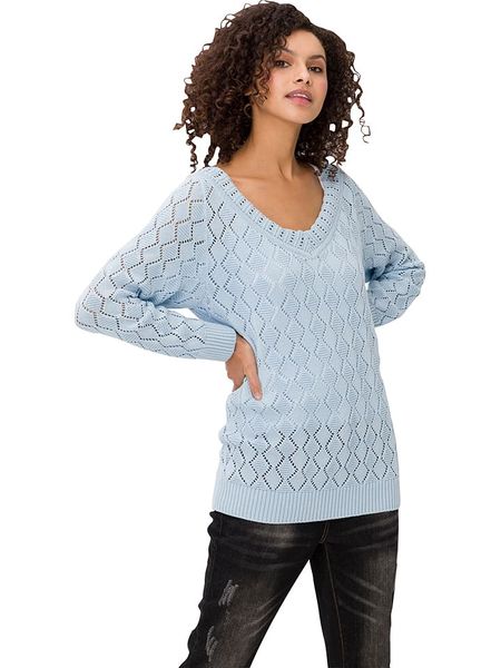 Heine Sweter w kolorze błękitnym rozmiar: 44. Niebieskie swetry Heine, bez wzorów, z bawełny, bez ramiączek. Za 100.52 zł.