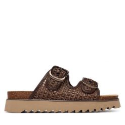 Klapki Tamaris. Brązowe klapki Tamaris, bez wzorów, bez obcasa. Za 329.99 zł.