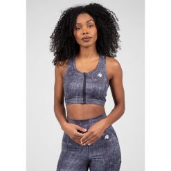 Biustonosz sportowy damski Camilla Zip-Front. Niebieskie bielizna sportowa GORILLA WEAR, xl, bez wzorów. Za 191.00 zł.