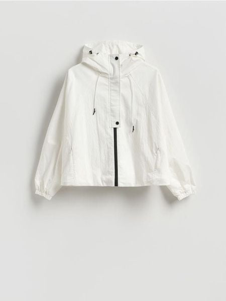 Parka z kapturem - złamana biel. Parki Reserved, l, z tkaniny, z kapturem. W wyprzedaży za 99.99 zł.