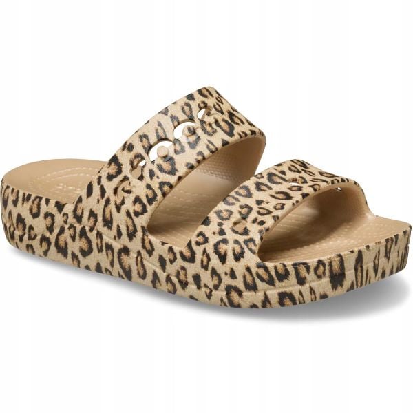Klapki Dla Dorosłych Crocs Baya Animal Platform. Brązowe klapki Crocs, bez wzorów, z materiału, bez obcasa. Za 169.99 zł.