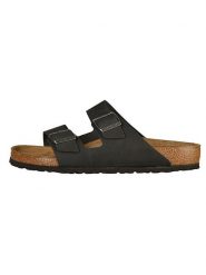 Birkenstock Skórzane klapki "Arizona" w kolorze czarnym rozmiar: 43. Czarne klapki Birkenstock, bez wzorów, bez obcasa. Za 461.21 zł.