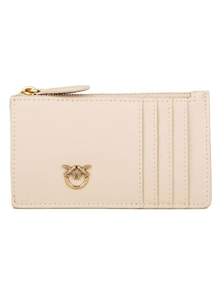 Pinko Skórzane etui w kolorze beżowym na karty - 13 x 8 x 1 cm rozmiar: onesize. Brązowe portfele Pinko, bez wzorów. Za 333.03 zł.