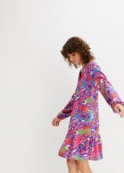 Sukienka tunikowa z lejącej wiskozy. Czerwone sukienki bonprix, bez wzorów, z wiskozy, bez kołnierzyka, bez ramiączek. Za 149.99 zł.