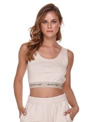 Doctor Nap Top w kolorze beżowym rozmiar: L. Brązowe topy Doctor Nap, l, bez wzorów, bez kołnierzyka, bez ramiączek. Za 79.99 zł.