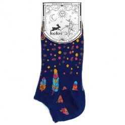 Stopki bambusowe Hop Hare - Indian feathers 36-40. Niebieskie skarpety NO BRAND, bez wzorów, z elastanu. Za 24.99 zł.