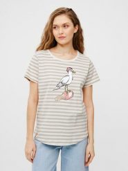 Derbe Koszulka w kolorze biało-beżowym rozmiar: S. Białe bluzki Derbe, s, bez wzorów, z bawełny, bez kołnierzyka, bez ramiączek. Za 109.00 zł.