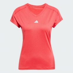 Koszulka AEROREADY Train Essentials Minimal Branding V-Neck. Białe bluzki Adidas, m, bez wzorów, z materiału, sportowe, bez kołnierzyka, bez ramiączek. Za 119.00 zł.
