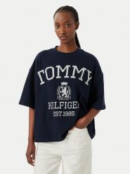 Tommy Hilfiger T-Shirt Varsity WW0WW50940 Granatowy Relaxed Fit. Niebieskie t-shirty TOMMY HILFIGER, xl, bez wzorów, z bawełny, bez kołnierzyka, bez ramiączek. Za 329.99 zł.