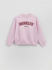 Bluza z nadrukiem - różowy. Czerwone bluzy Reserved, l, bez wzorów, z bawełny, bez kaptura. Za 99.99 zł.