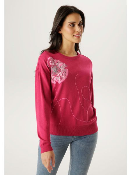 Aniston Sweter w kolorze bordowym rozmiar: 40. Czerwone swetry Aniston, bez wzorów, bez ramiączek. Za 101.23 zł.