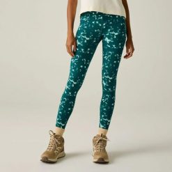 Damskie legginsy outdoorowe Comfort Contour. Zielone legginsy Regatta, l, bez wzorów, z podwyższonym stanem. Za 170.00 zł.