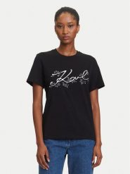 KARL LAGERFELD T-Shirt A3W17018 Czarny Regular Fit. Czarne t-shirty KARL LAGERFELD, xxl, bez wzorów, z bawełny, bez kołnierzyka, bez ramiączek. Za 429.99 zł.