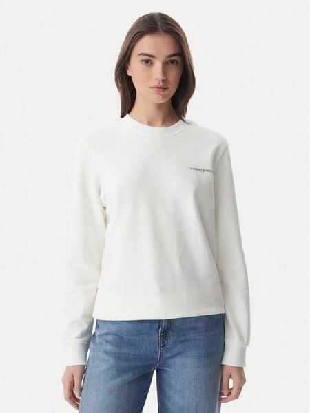 Tommy Jeans Bluza Ess Logo DW0DW22829 Biały Regular Fit. Białe bluzy Tommy Jeans, s, bez wzorów, z bawełny, bez kaptura. Za 281.99 zł.