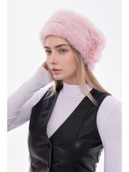 Lucky Bees Czapka w kolorze jasnoróżowym rozmiar: onesize. Różowe czapki Lucky Bees, bez wzorów, z futra. Za 104.39 zł.