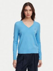 Tommy Hilfiger Sweter WW0WW40098 Niebieski Regular Fit. Niebieskie swetry TOMMY HILFIGER, xs, bez wzorów, z syntetyku, bez ramiączek. Za 409.99 zł.