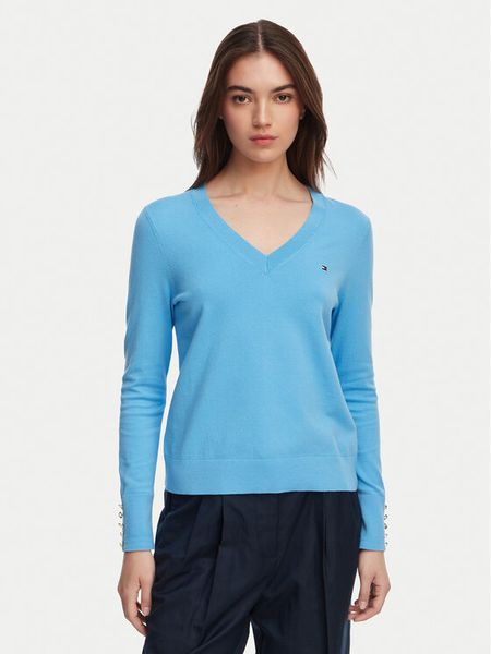 Tommy Hilfiger Sweter WW0WW40098 Niebieski Regular Fit. Niebieskie swetry TOMMY HILFIGER, xs, bez wzorów, z syntetyku, bez ramiączek. Za 266.99 zł.