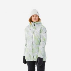 Kurtka snowboardowa damska Dreamscape SNB 100. Białe kurtki narciarskie DREAMSCAPE, m, bez wzorów, z materiału, bez kaptura, narciarskie. Za 299.99 zł.