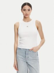 Calvin Klein Jeans Top LV047C201G Biały Slim Fit. Białe topy Calvin Klein Jeans, m, bez wzorów, z bawełny, bez kołnierzyka, bez ramiączek. Za 129.99 zł.