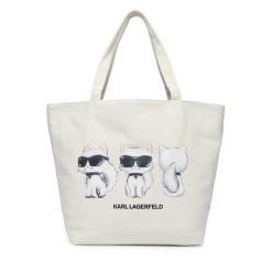 Torebka KARL LAGERFELD. Białe shopper KARL LAGERFELD, bez wzorów, bez dodatków. Za 389.99 zł.